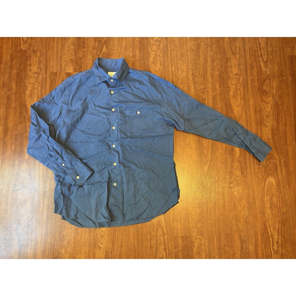 Velasca Men's Cotton Button Up Long Sleeve Collared Shirt Blue Cotton Size 42